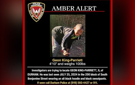 Durham Police Issue Amber Alert for Endangered 9-Year-Old Geon King-Parriett