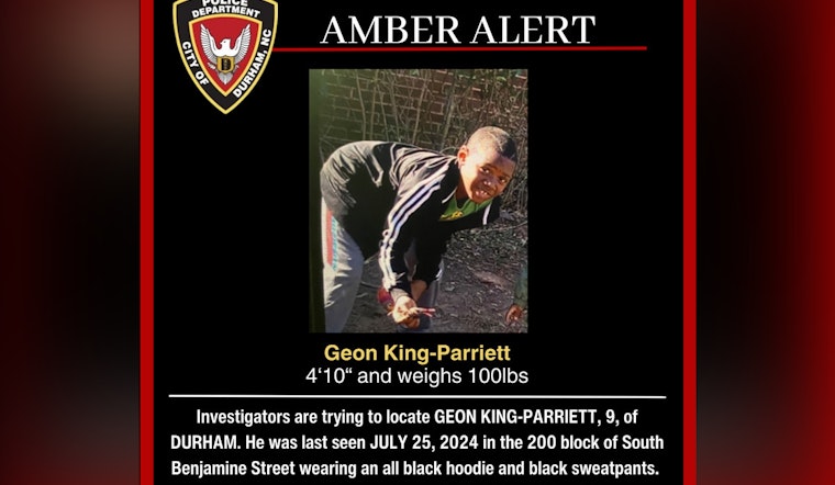 Durham Police Issue Amber Alert for Endangered 9-Year-Old Geon King-Parriett