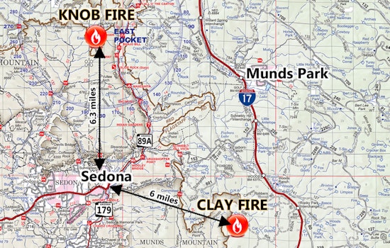 Fire Crews Tackle Lightning-Caused "Knob" and "Clay" Fires Near Sedona Visible from Munds Park to Jerome