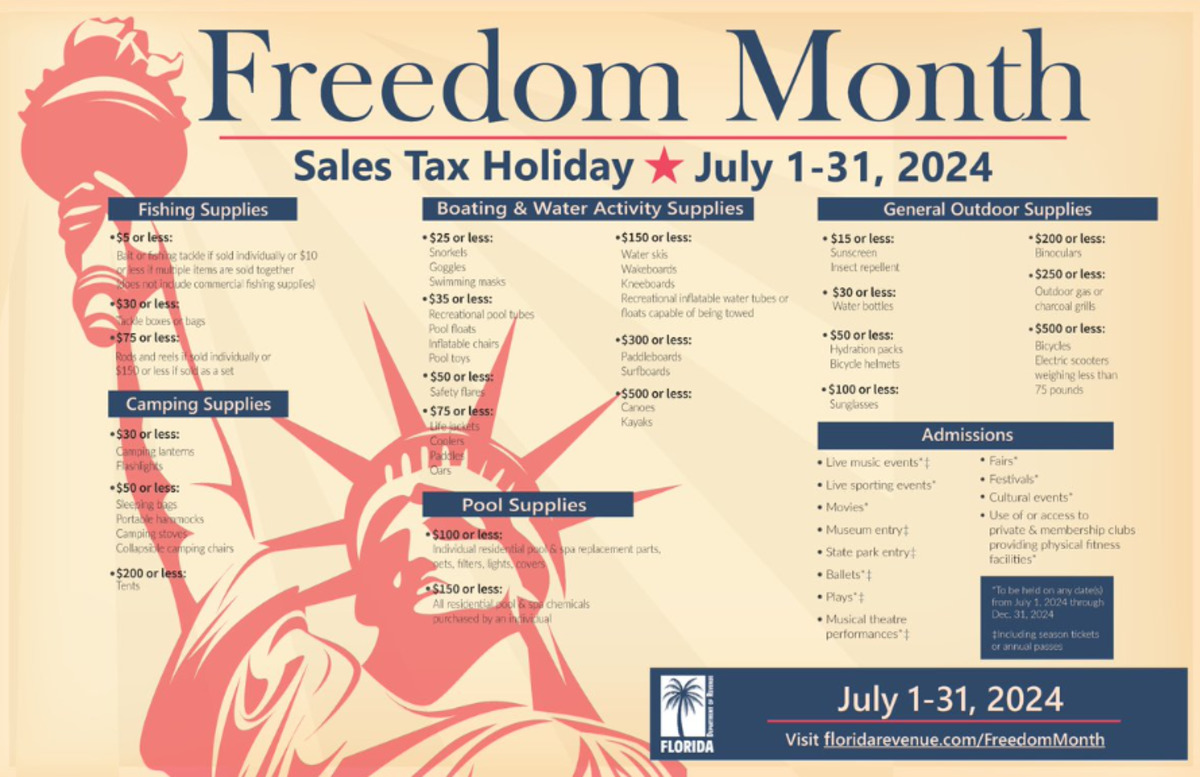 Florida Freedom Summer Sales Tax Holiday 2024 Schedule Nara Moreen