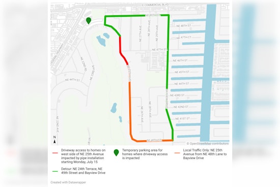 Fort Lauderdale Announces Sewer Installation Work on NE 25th Avenue, Scheduled Shuttle Service for Residents