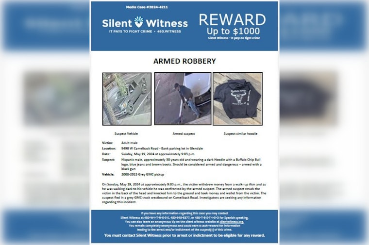 Glendale Police Seek Public Help Identifying Suspect in ATM Robbery, Silent Witness Offers Cash Reward