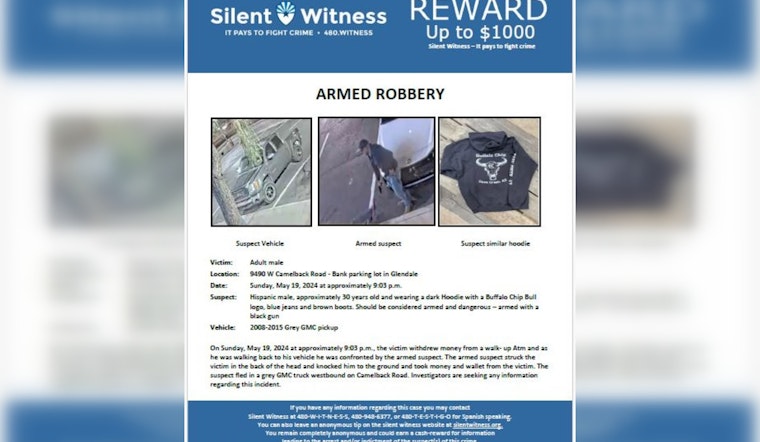 Glendale Police Seek Public Help Identifying Suspect in ATM Robbery, Silent Witness Offers Cash Reward