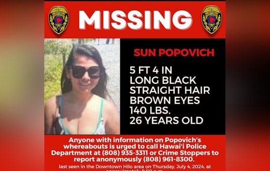 Hilo Community Urged to Assist in Search for Missing 26-Year-Old Sun Popovich