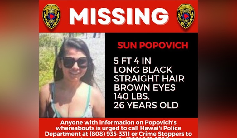 Hilo Community Urged to Assist in Search for Missing 26-Year-Old Sun Popovich