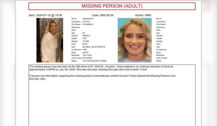Houston Police and Community Rally in Search for Missing Mother Cassandra Lettau