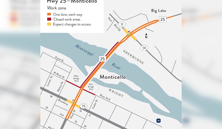 Hwy. 25 Bridge Over Mississippi Set for Major Construction, MnDOT Advises