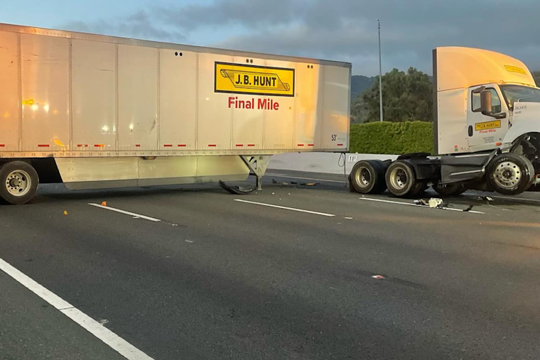 I-680 Northbound Lanes Blocked Following Collision of Two Big Rigs Near Livorna Road
