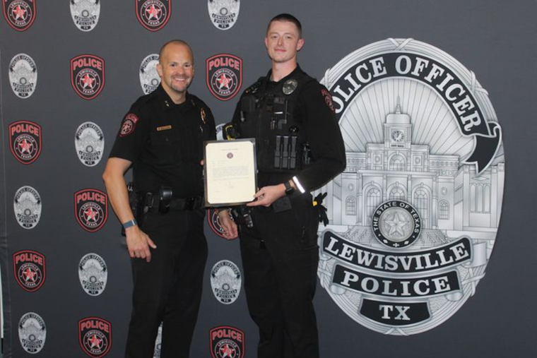 Lewisville Officer Honored with Life Saving Award for Heroic Rescue