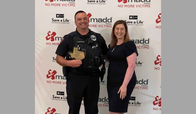 Mansfield Officer Bourget Honored with MADD Distinguished Enforcement Hero Award for Fourth Year Running