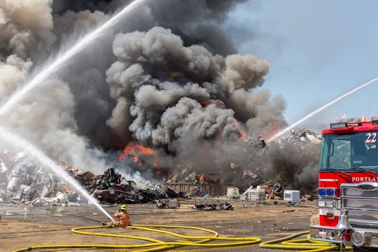 Massive Blaze Strikes Metal Recycling Plant in Portland, Firefighters Launch Major Operation
