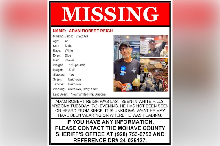 Mohave County Intensifies Search for Missing Man Adam Robert Reigh Amidst Challenging Conditions