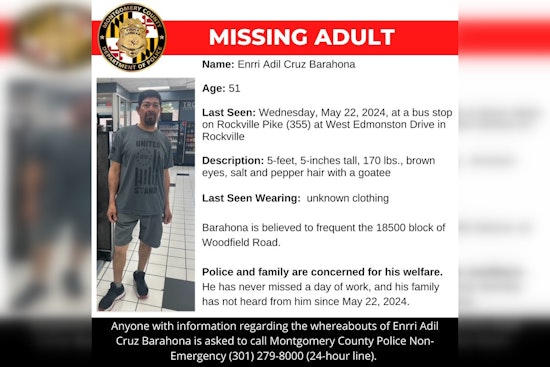 Montgomery County Police Seek Public's Help in Locating Missing 51-Year-Old Enrri Adil Cruz Barahona