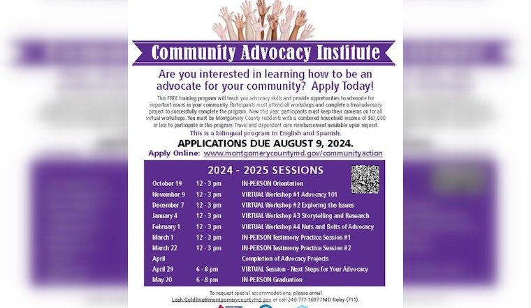 Montgomery County's Community Advocacy Institute Opens Enrollment for Residents to Influence Local Policy