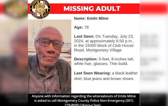 Montgomery Police Seek Public's Aid in Search for Missing 78-Year-Old from Montgomery Village