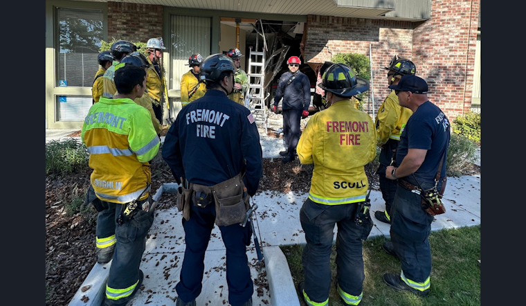 No Injuries Reported as Electric Vehicle Crashes into Fremont Real Estate Office on Mission Boulevard