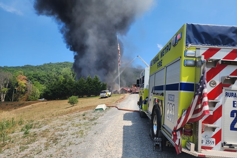 No Injuries Reported as Rural Metro Fire Battles Massive Blaze at Unique North Knox County Structure