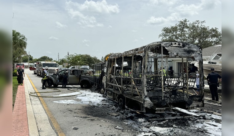 No Injuries Reported in Fiery Collision Between Bus and Truck in Port St. Lucie