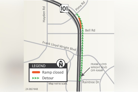 Northbound Loop 101 Off-Ramp at Princess Drive/Pima Road to Close for 60 Days in Scottsdale