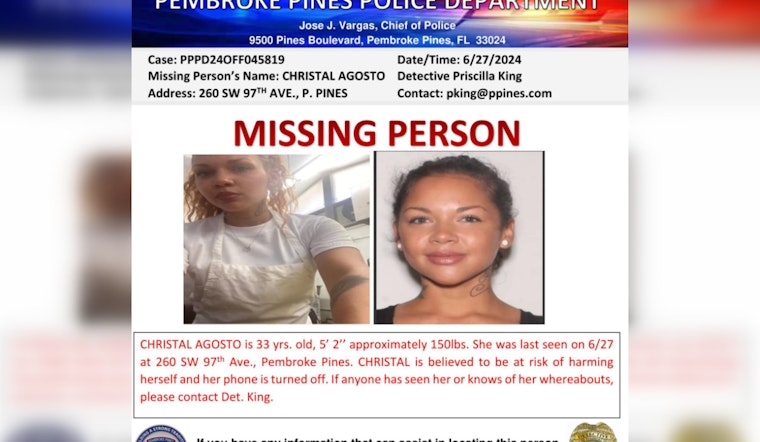 Pembroke Pines Police Seek Help in Search for Missing 33-Year-Old Woman Possibly at Risk