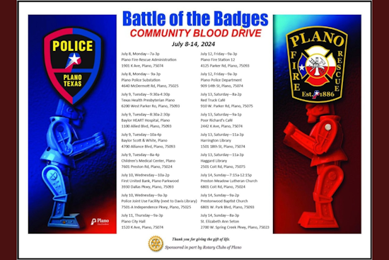 Plano Rallies Behind Law Enforcement and Firefighters in "Battle of the Badges" Blood Donation Drive