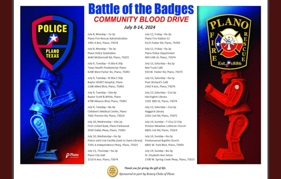 Plano Rallies Behind Law Enforcement and Firefighters in "Battle of the Badges" Blood Donation Drive