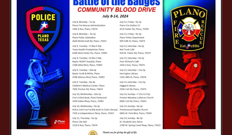 Plano Rallies Behind Law Enforcement and Firefighters in "Battle of the Badges" Blood Donation Drive