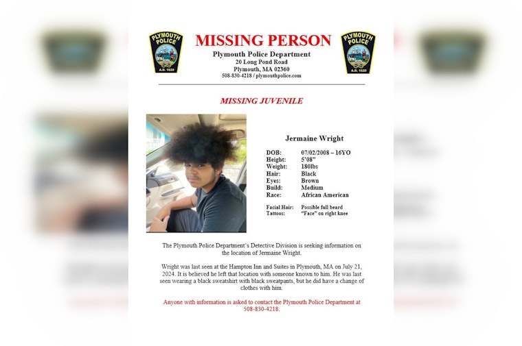 Plymouth Police Seek Public's Help in Locating Missing Teen Jermaine Wright Last Seen at Local Hampton Inn