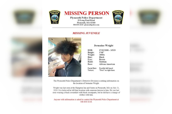 Plymouth Police Seek Public's Help in Locating Missing Teen Jermaine Wright Last Seen at Local Hampton Inn
