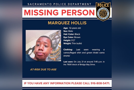 Sacramento Police Seek Help to Find Missing 12-Year-Old Boy, Marquez Hollis