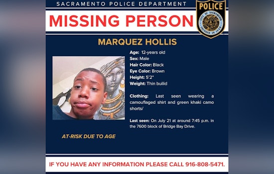 Sacramento Police Seek Help to Find Missing 12-Year-Old Boy, Marquez Hollis