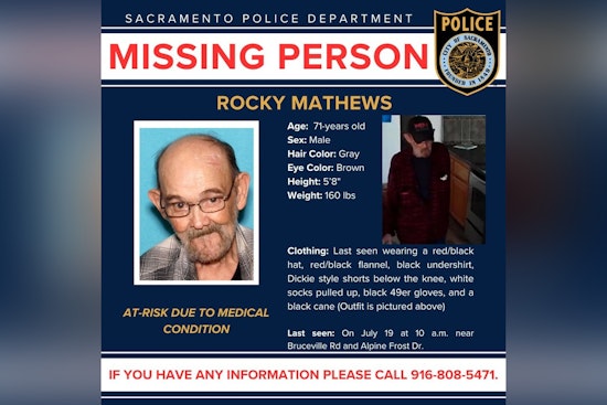 Sacramento Police Seek Help to Locate At-Risk Missing 71-Year-Old Man with Medical Conditions