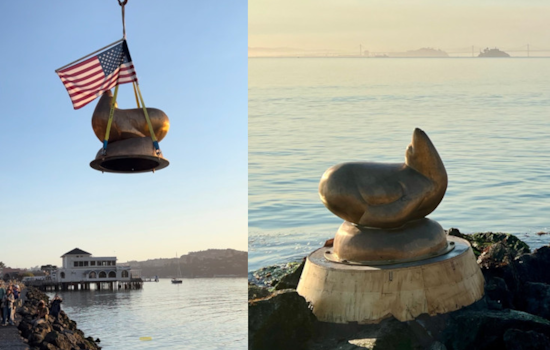 Sausalito's Beloved Bronze Sea Lion Sculpture Triumphantly Returns to Waterfront After Storm Recovery Efforts