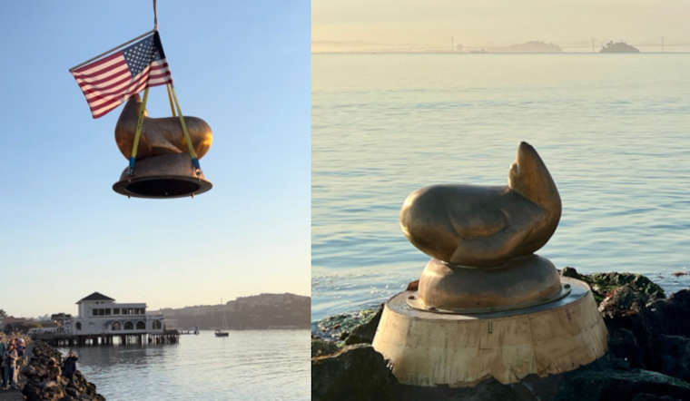 Sausalito's Beloved Bronze Sea Lion Sculpture Triumphantly Returns to Waterfront After Storm Recovery Efforts