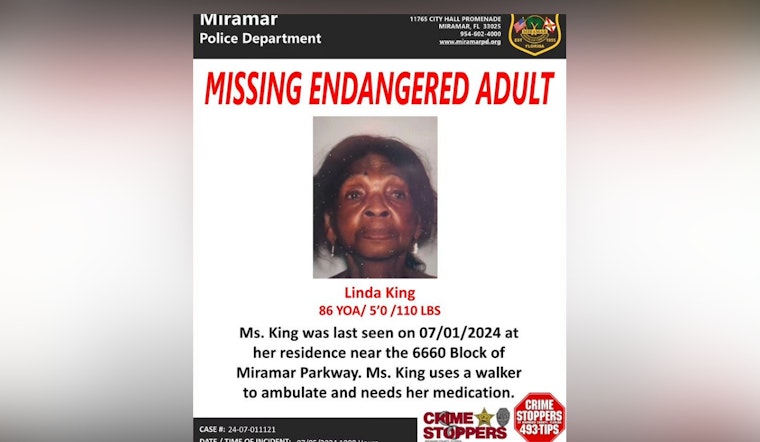 Search Intensifies for Missing 86-Year-Old Linda King in Miramar as Police Urge Public to Help Find Endangered Senior