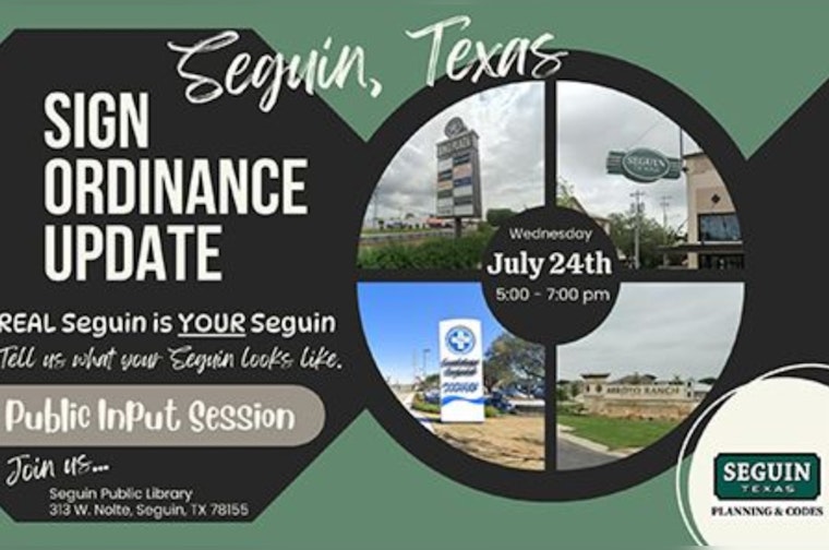 Seguin Calls for Public Input on Sign Ordinance Update, Input Session July 24 at Seguin Public Library