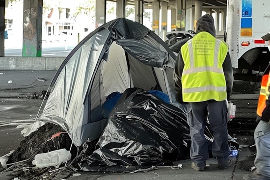 SFPD to Homeless Man: Mayor Breed, Gov. Newsom Say "No More Encampments" as Workers Take His Tent, in SF Standard Video