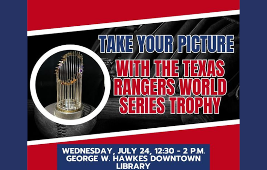 Strike a Pose with the Texas Rangers World Series Trophy at Arlington's Downtown Library Event