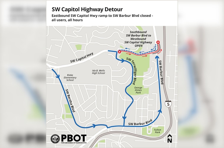 SW Capitol Highway Ramp to SW Barbur Boulevard in Portland Set for Six-Week Closure for Urgent Repairs