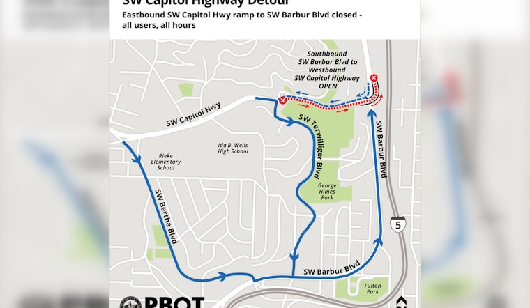 SW Capitol Highway Ramp to SW Barbur Boulevard in Portland Set for Six-Week Closure for Urgent Repairs