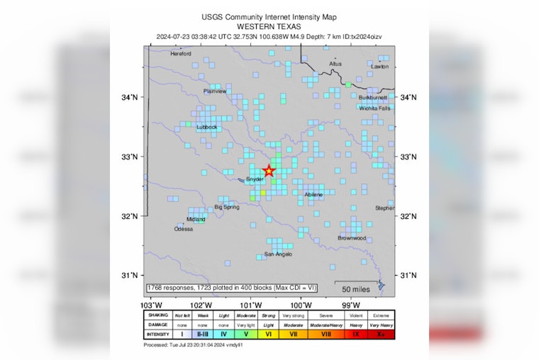 Triple Tremors Strike West Texas Near Hermleigh, 4.9 Magnitude Quake Felt 250 Miles to Dallas