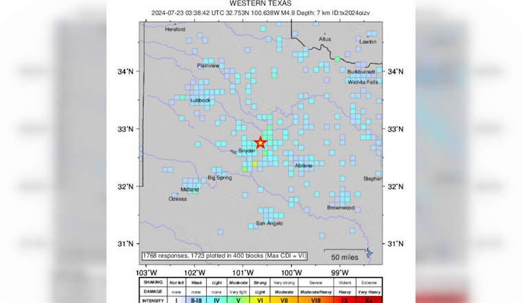 Triple Tremors Strike West Texas Near Hermleigh, 4.9 Magnitude Quake Felt 250 Miles to Dallas