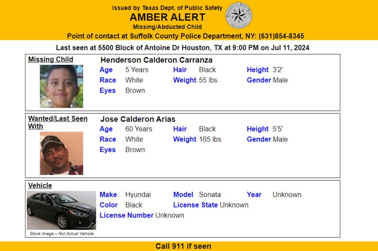 Urgent Search for Missing 5-Year-Old Henderson Calderon Carranza Prompts Amber Alert in Houston