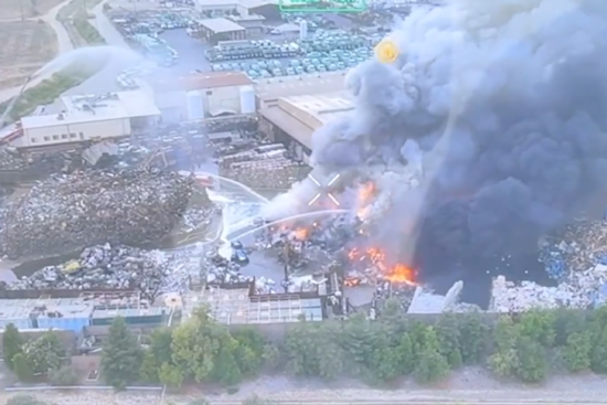 VIDEO: 65 Firefighters Tackle Large Blaze at Ventura County Recycling Yard, Residents Urged to Wear Masks