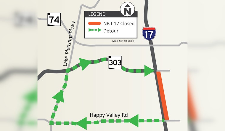 Weekend Road Alert, I-17 North Closed between Happy Valley Rd and Loop 303 in Phoenix for Pavement Improvements