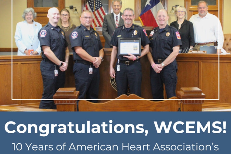 Williamson County EMS Honored with Tenth Consecutive AHA Gold Plus Award for Superior Heart Care