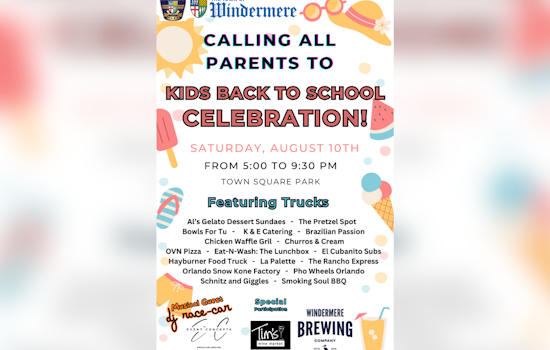 Windermere Gears Up for Exciting "Kids Back to School Celebration" at Town Square Park