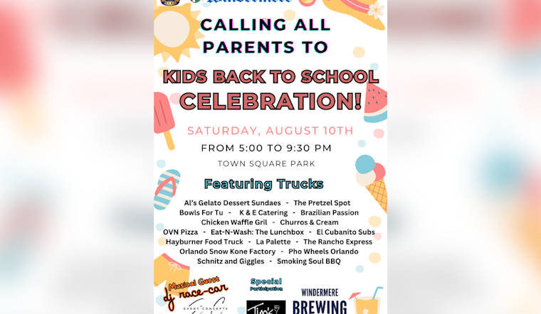 Windermere Gears Up for Exciting "Kids Back to School Celebration" at Town Square Park