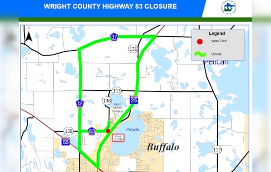 Wright County Announces Construction of New Roundabout, Detours Starting August 5 on County Highway 83