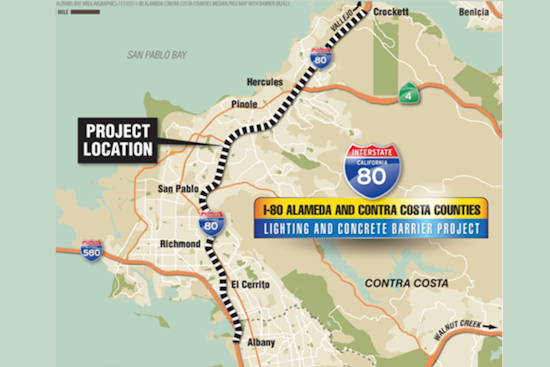 Caltrans Enhances Road Safety on Interstate 80, Median Barrier and Lighting Upgrades Underway from Alameda to Contra Costa